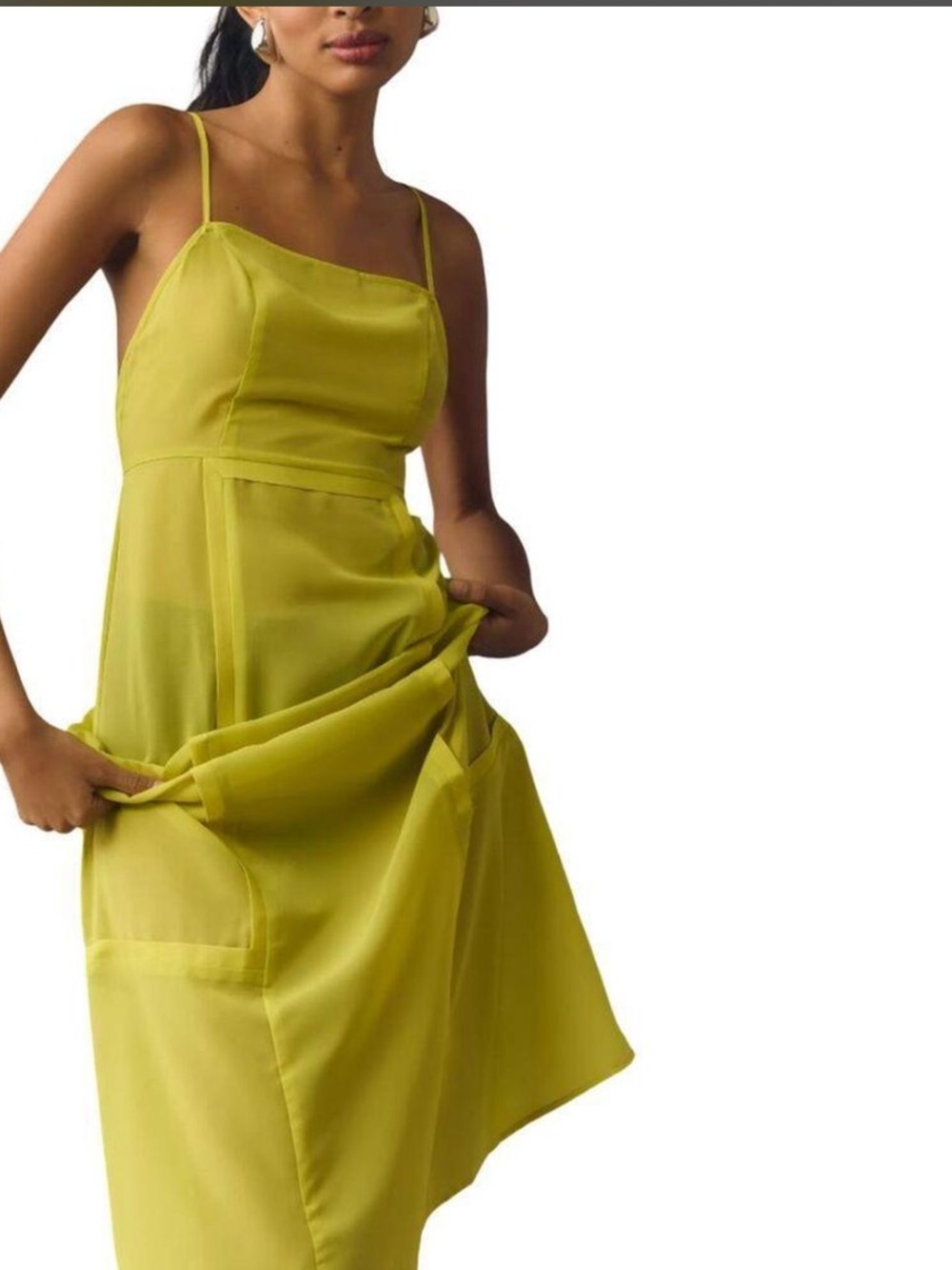 Anthropologie Bright Neon Yellow Slip Maxi Dress - Picture 9 of 9